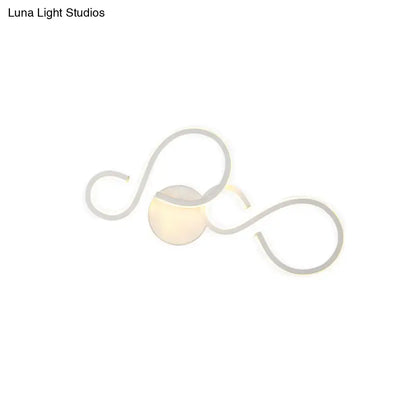 Modern white infinity spiral LED light with warm glow and sleek design for living room bulb included