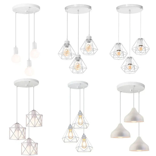 Modern white iron cage pendant lights with exposed filament bulbs for kitchen and living room decorbites iron cage pendant