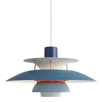 Modern white layered led pendant light with blue and copper accents ideal for kitchen decorbites colorful lighting