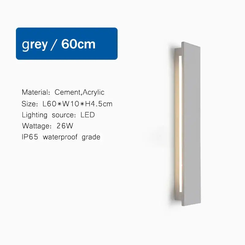Modern white decorbites led limestone sconce 60cm slim rectangular cement and acrylic wall light with vertical strip