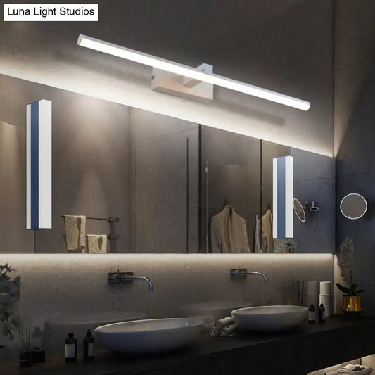 DecorBites™ modern white LED wall sconce with sleek rectangular design and integrated mounting for bathroom vanity lighting