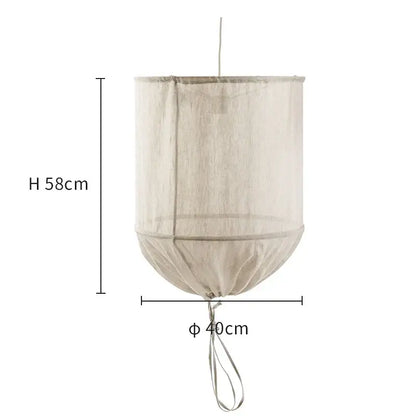 Beige linen cotton pendant lamp insect net with 58cm height and 40cm diameter for kitchen island decorbites lighting