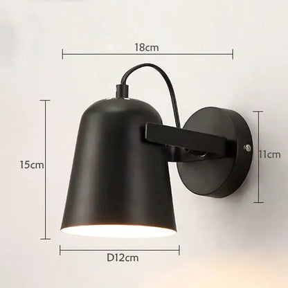 Black matte ferrell wall lamp with adjustable arm and conical shade for modern bedroom spotlight use