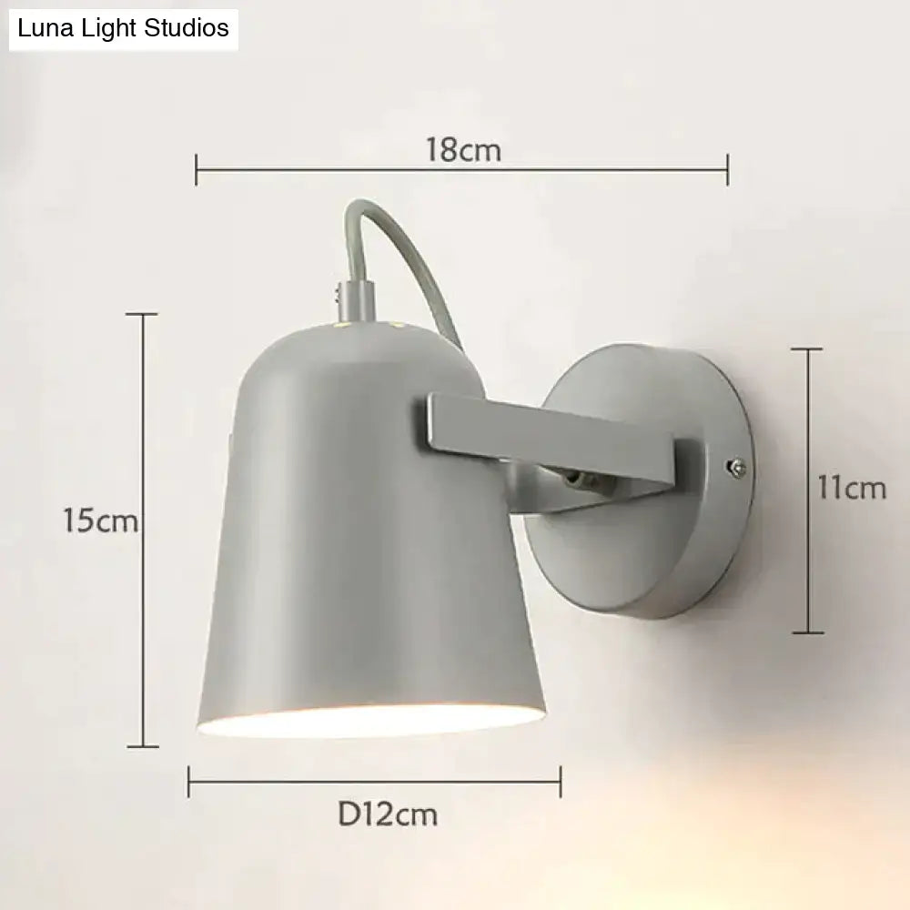 Modern white matte ferrell wall lamp with gray matte-finished adjustable arm for bedroom spotlight use