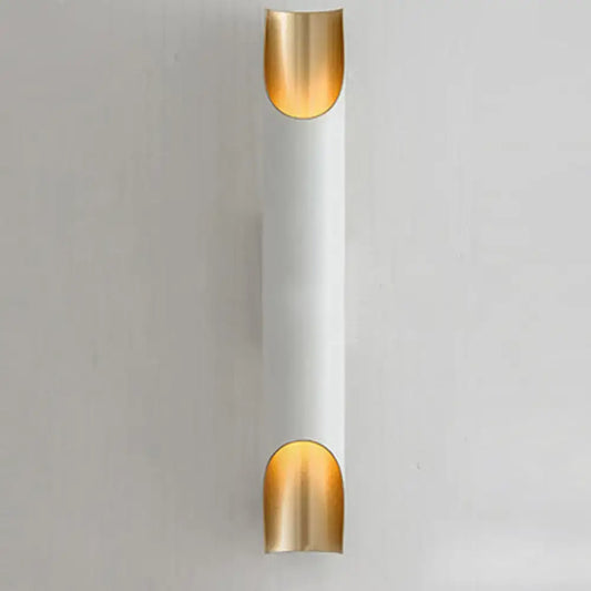 Modern white metal fixture wall sconce with gold accents 110v-120v 220v-240v sleek cylindrical design