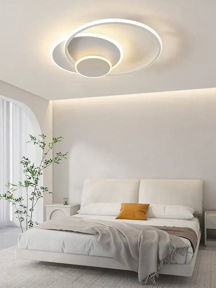 Modern white minimalist circles led ceiling light with concentric rings and soft ambient glow for bedroom decorbites circles led ceiling