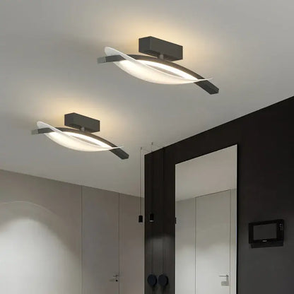 Modern black and white minimalist led ceiling light strip with sleek curved design for living room ceiling light