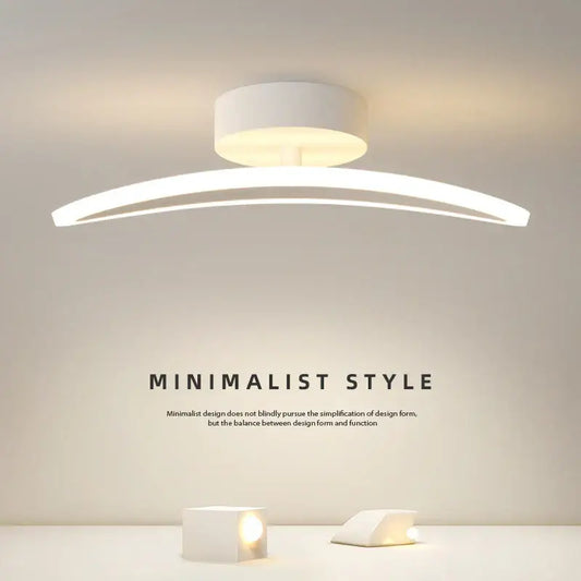 Modern white minimalist led ceiling light strip with sleek curved design and warm ambient glow for living room ceiling light