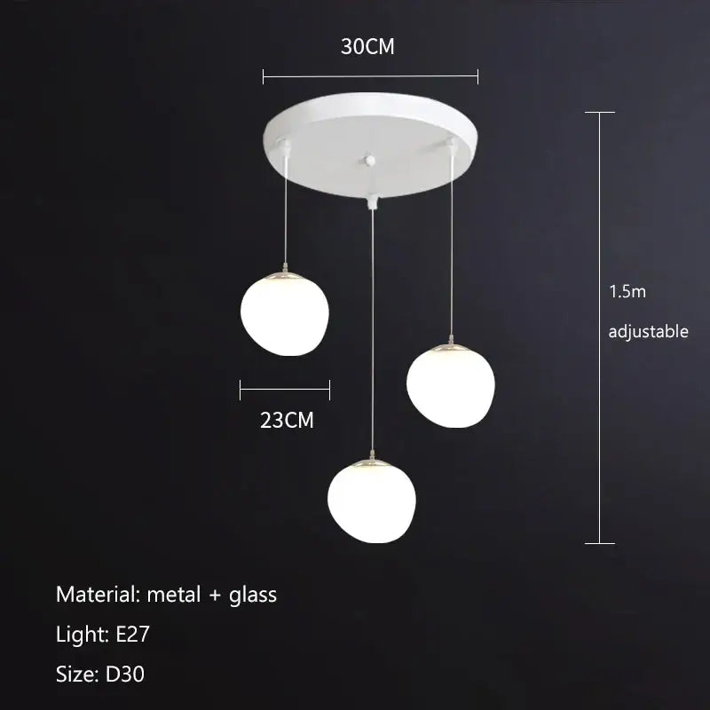 Modern white minimalist spherical pendant lights with cobblestone glass led globes for villa staircase decorbites