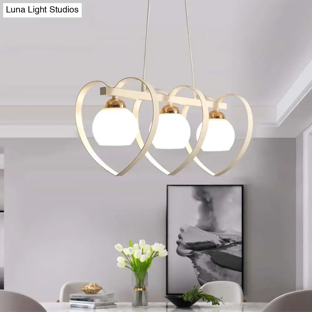 Decorbites™ gold-toned heart-shaped pendant light with frosted opal glass globes for 110v-120v e26 e27 bulb base