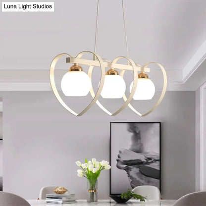Decorbites™ gold-toned heart-shaped pendant light with frosted opal glass globes for 110v-120v e26 e27 bulb base