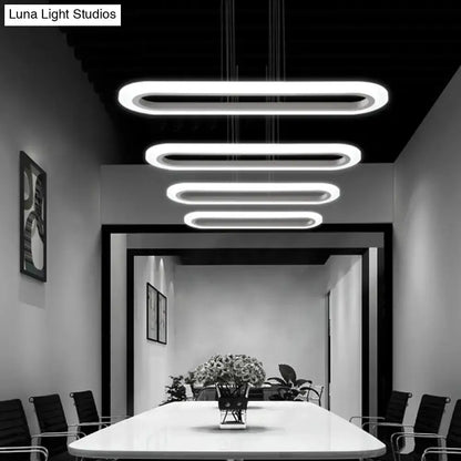 Modern white oval led pendant island ceiling light with sleek minimalist design for office island ceiling use