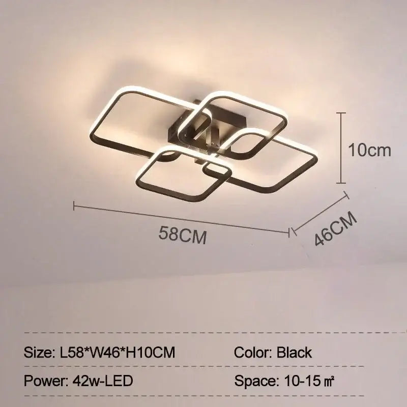 Modern black led ceiling light with sleek overlapping rectangular frames for living room decorbites led ceiling use