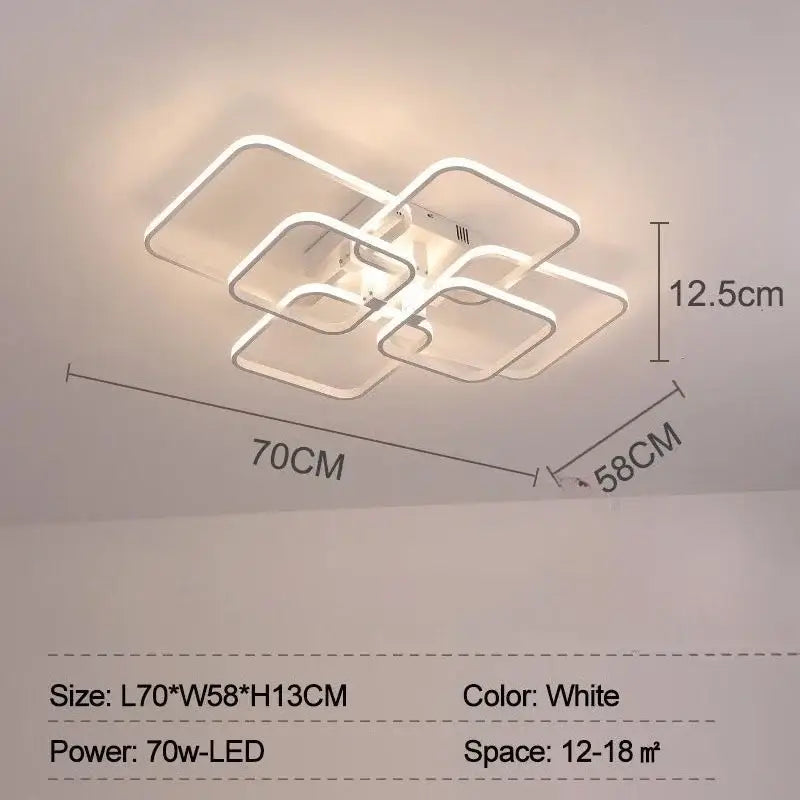 Modern white overlapping led ceiling light with rectangular frames ideal for living room decorbites led ceiling light