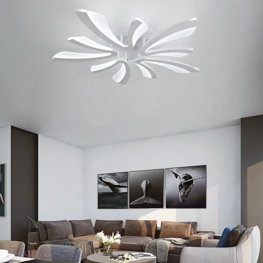 Modern white petal acrylic led ceiling lamp by decorbites with sleek design for dining room chandelier decor