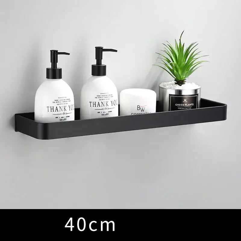 Black metal wall-mounted corner shelf with towel bar for kitchen storage by decorbites black corner design