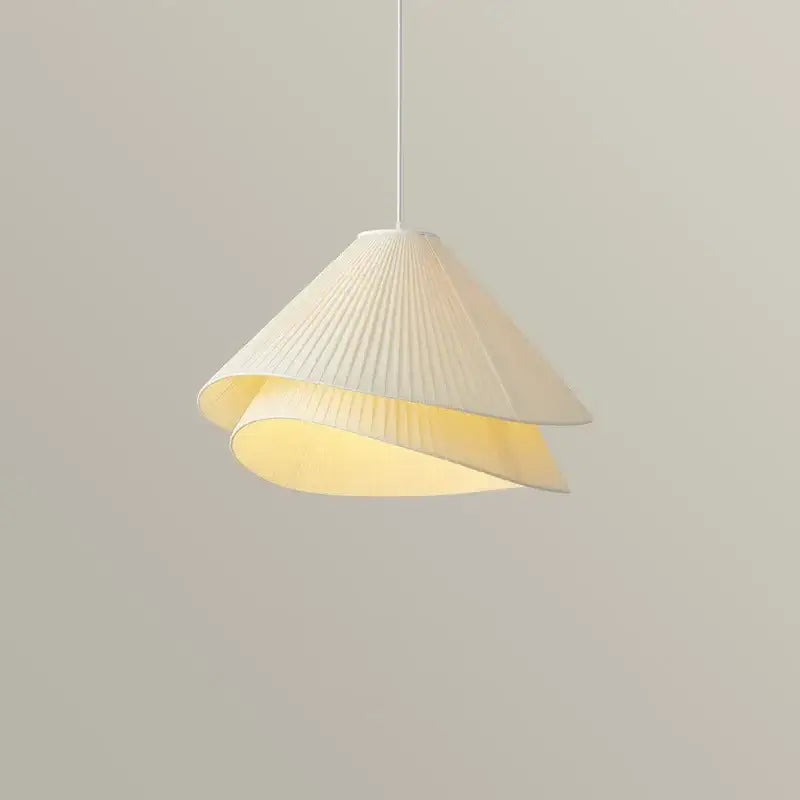 A modern white pleated e27 fabric chandelier pendant light with a soft warm glow for bedroom use