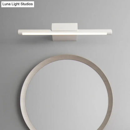 Modern white led wall sconce with sleek rectangular design and minimalist bracket for pole vanity lighting use