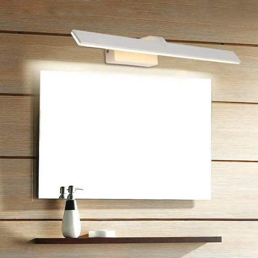 Modern white rectangle led wall light with sleek minimalist design mounted above bathroom mirror 220v-240v 110v-120v rectangle toilet wall