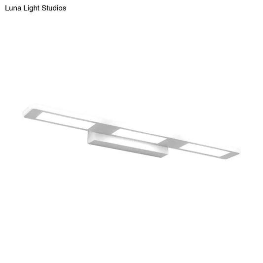 Modern white rectangular acrylic vanity wall light with three LED panels for bathroom decor and minimalist style