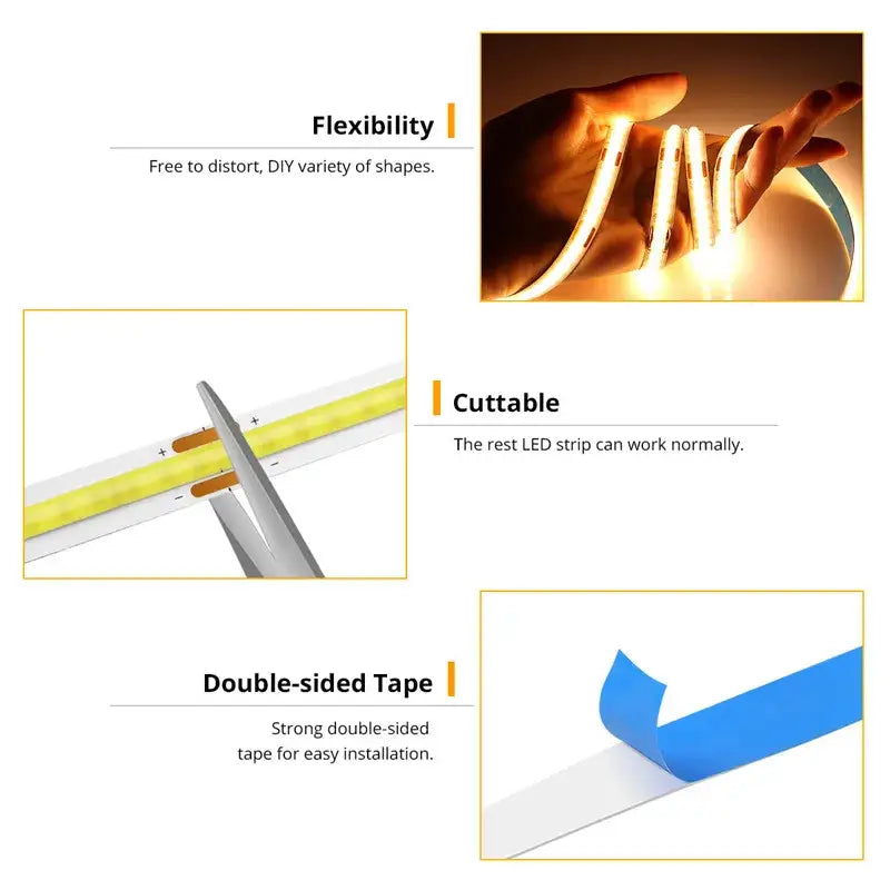 Modern white rectangular cob led night light with flexible warm-white decorbites cob led strip for easy installation