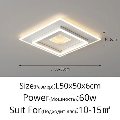 Modern white rectangular led chandelier with layered led rings and warm central glow for living lights led decorbites living lights