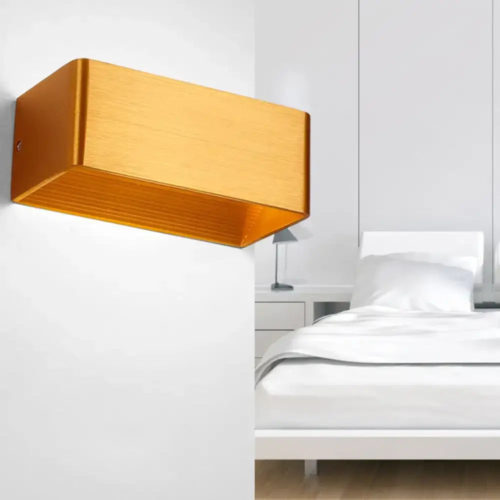 Modern white rectangular wall lamp with gold finish warm white light for bedroom wall lamp decor