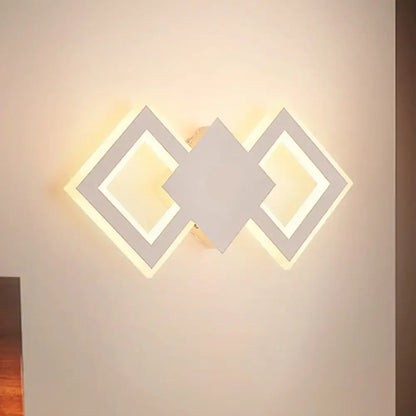 Modern white rhombus led wall sconce with geometric diamond design and white warm light type with maximum bulb wattage