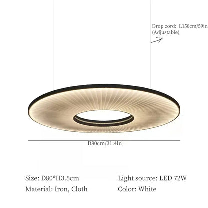 Modern white ribbed circular pendant light with sleek iron and cloth design ideal for decorbites hanging ceiling lamps