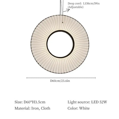 Modern white ribbed circular pendant light with pleated fabric shade and black iron frame for dining room decorbites hanging ceiling lamps
