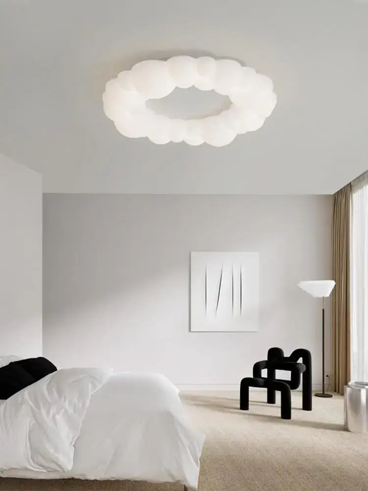 Modern white sculptural cloud living room ceiling lamp with soft diffused glow ideal for decorbites cloud living decor