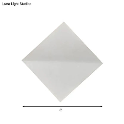 Modern white square wall sconce with smooth matte finish 8-inch direct wired electric light for living space