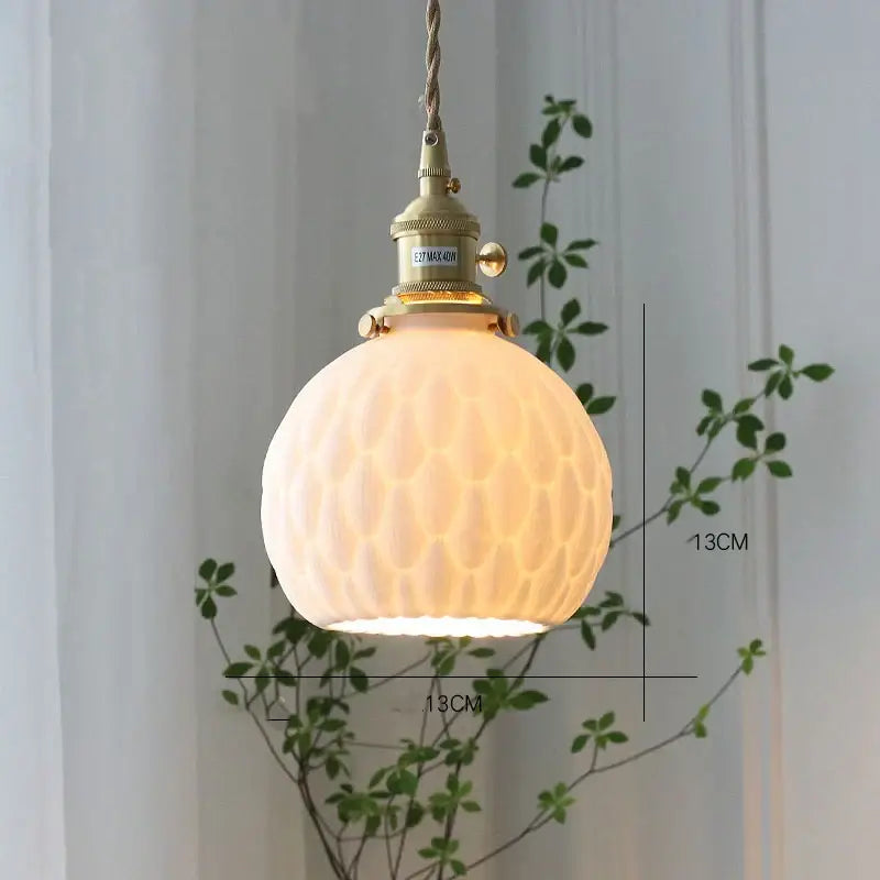 Modern white textured glass ceramic led pendant light with brass hardware ideal for kitchen decorbites ceramic led pendant