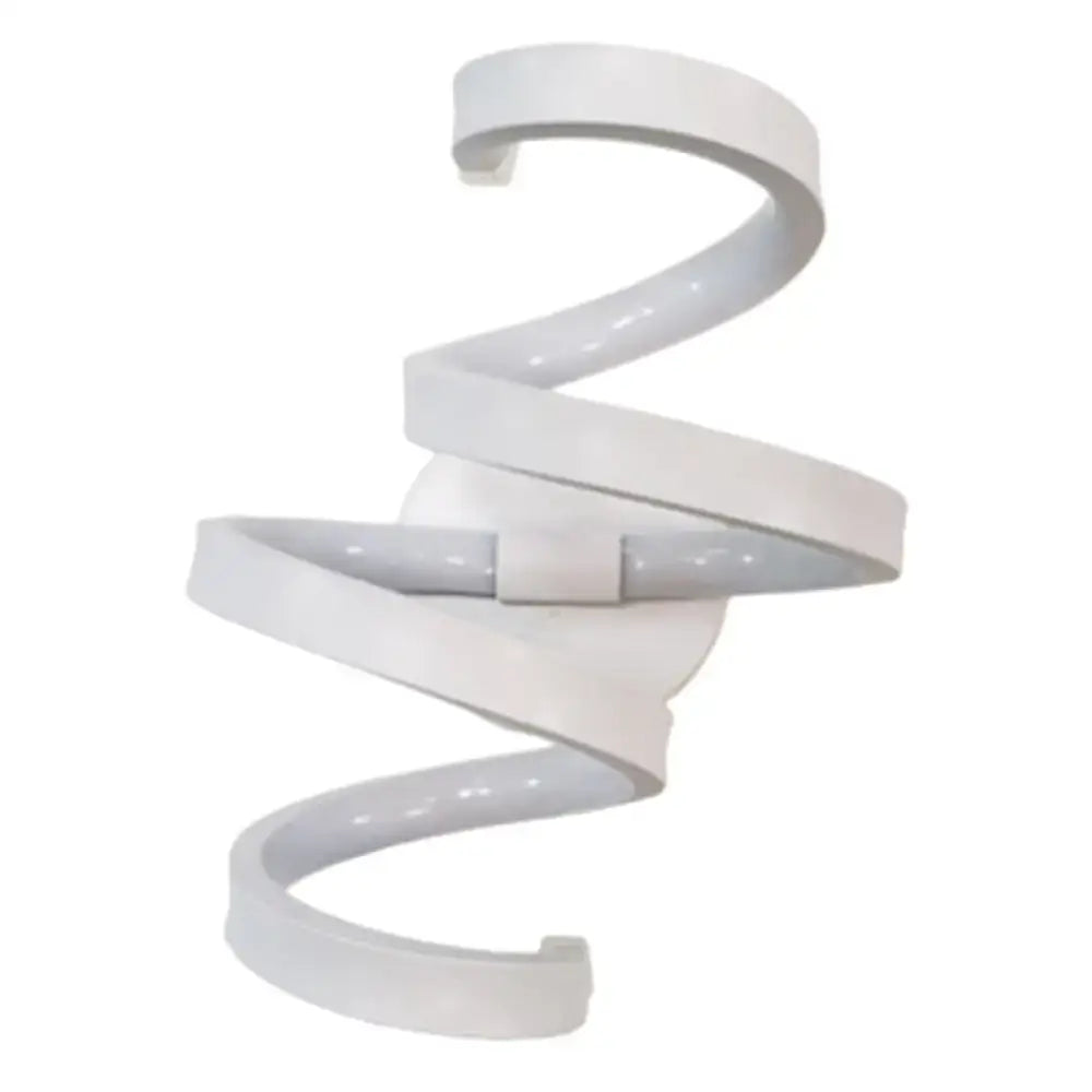 Modern white treble clef led wall sconce with spiral design for bedroom lighting and sleek led wall decor