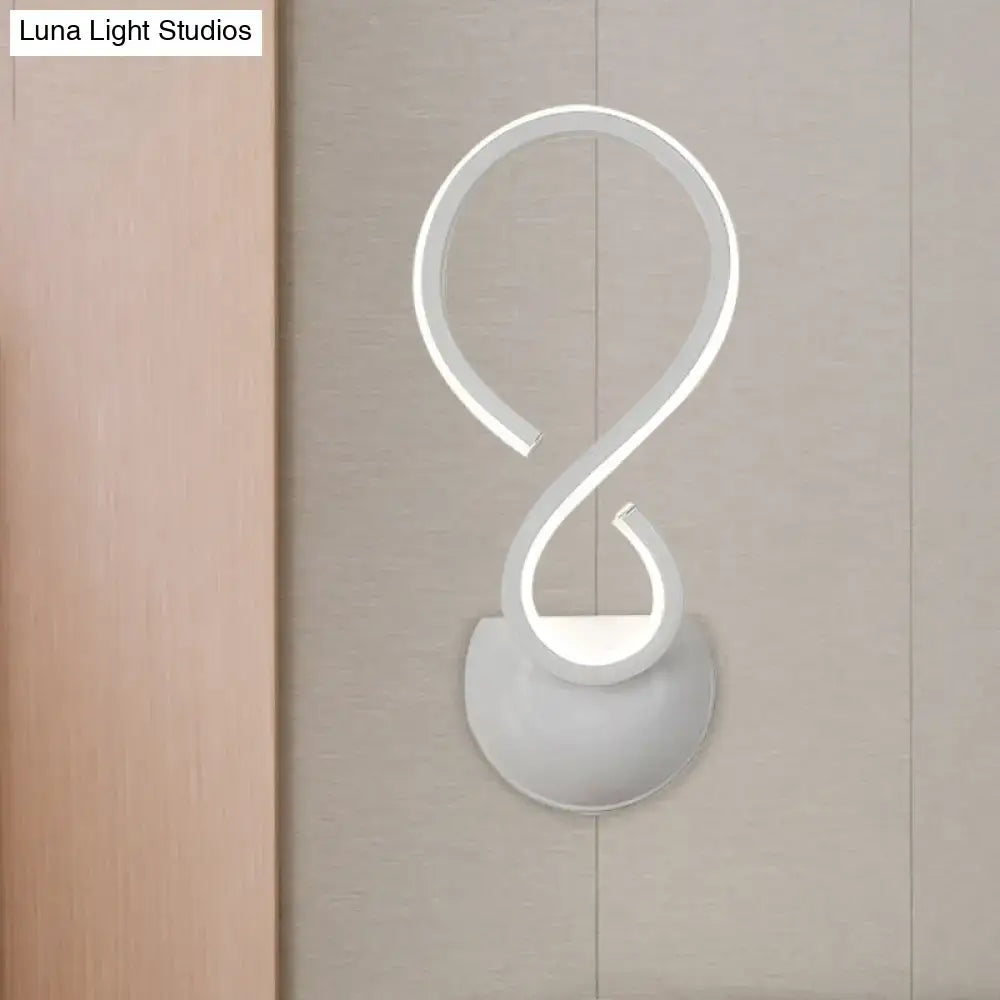 Modern white twist led wall lamp with infinity loop design and smooth acrylic finish for living room wall light