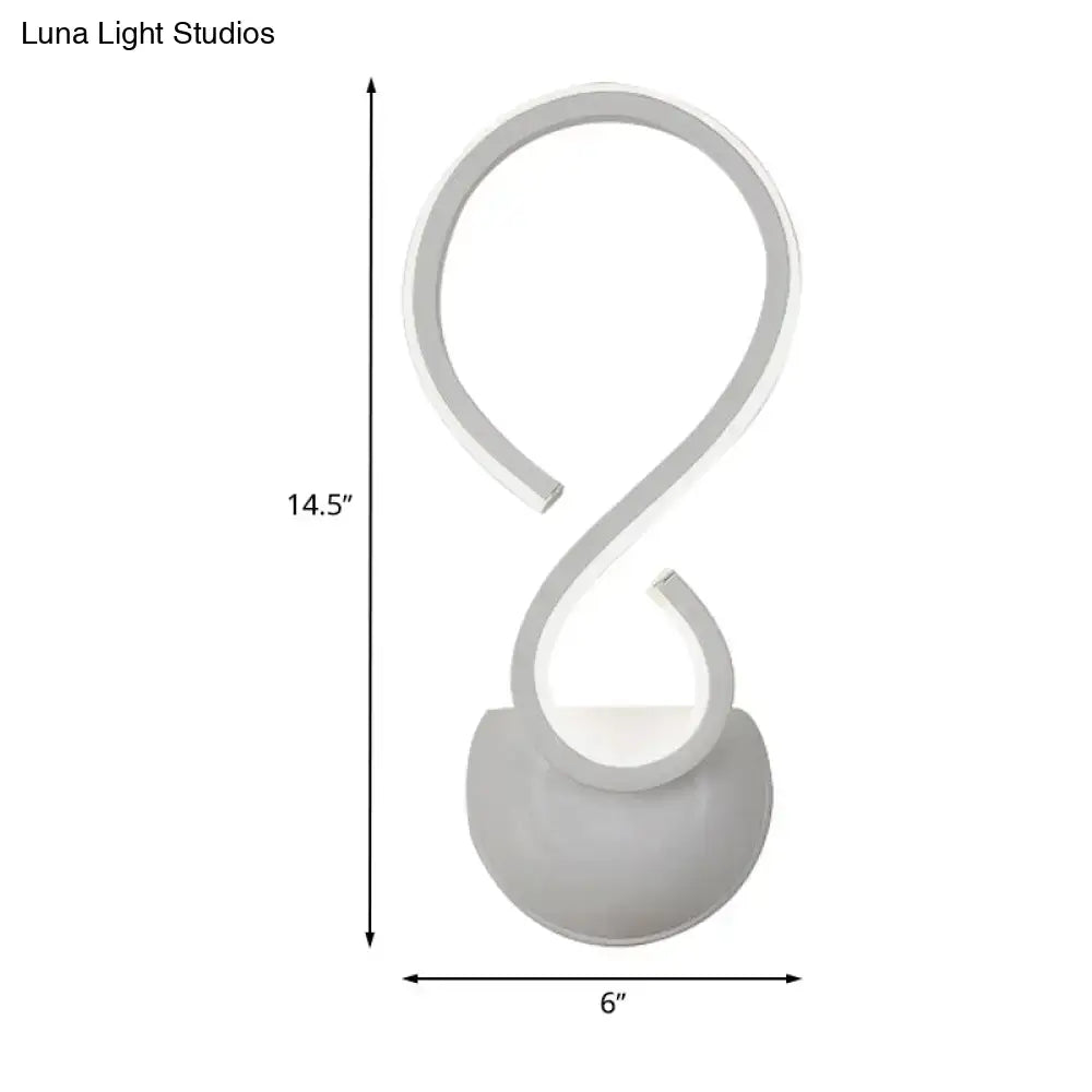 Modern white twist led wall lamp with a sleek curved infinity design as a stylish living room wall light type
