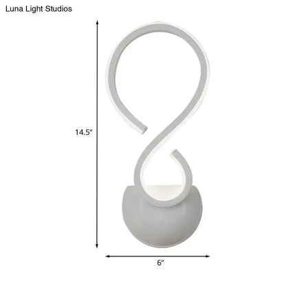 Modern white twist led wall lamp with a sleek curved infinity design as a stylish living room wall light type