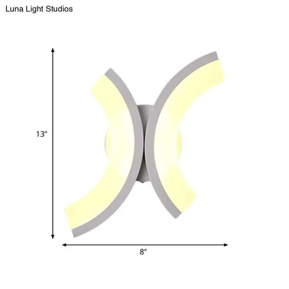 Modern gray and yellow led wall sconce with sleek symmetrical x-shaped design for bedroom warm and white light