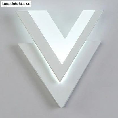 Modern white v-shaped led wall mounted light with layered geometric design for bedroom wall mounted light