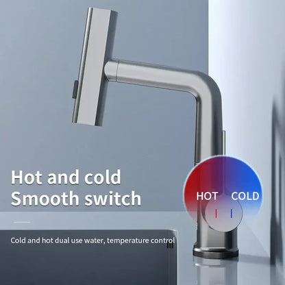 Modern white waterfall basin faucet with brushed stainless steel finish and decorbites digital display for precise control