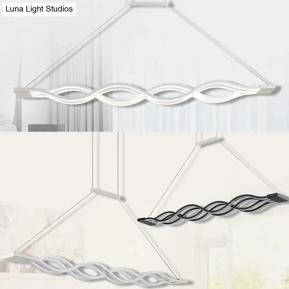 Modern white wave led pendant light with minimalist design and integrated lighting for room island use