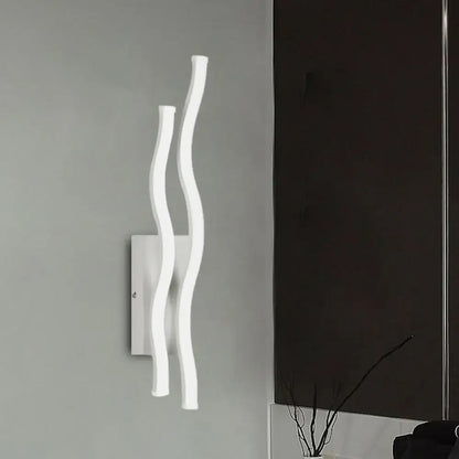 Modern white waving acrylic wall lamp fixture with two curved arms for living room wall lamp 220v-240v 110v-120v