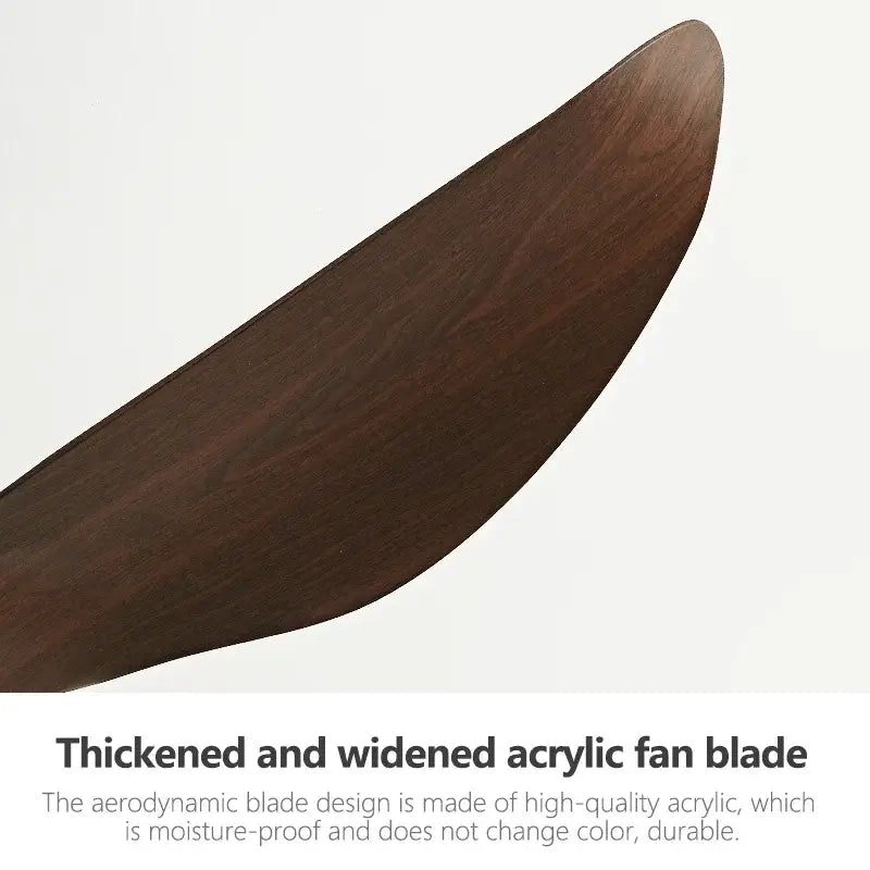 Modern white wood ceiling fan with dark brown thickened acrylic fan blade and smooth glossy finish for living room