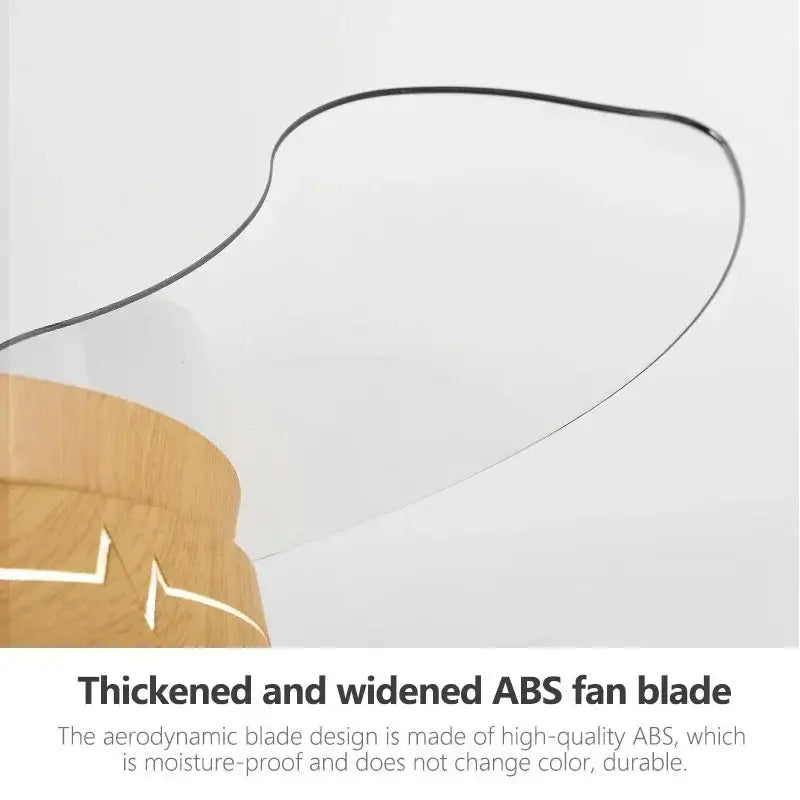 Modern wood and acrylic ceiling fan light featuring thickened widened abs fan blade with sleek aerodynamic design