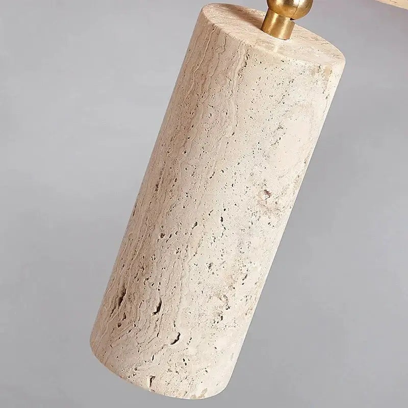 Beige cylindrical stone pendant light with polished brass top surface mounted led ceiling spotlight for living room
