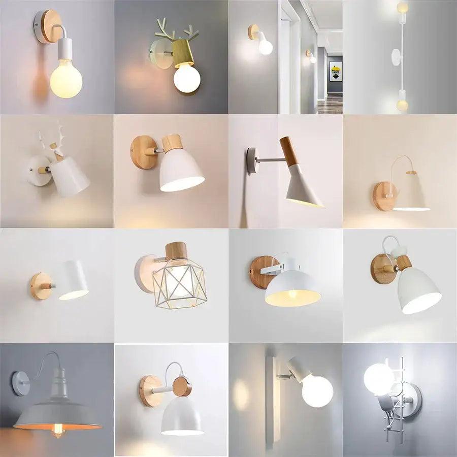 Modern wood and metal wall sconces with white and metallic finishes for bedroom decorbites led wood wall lighting