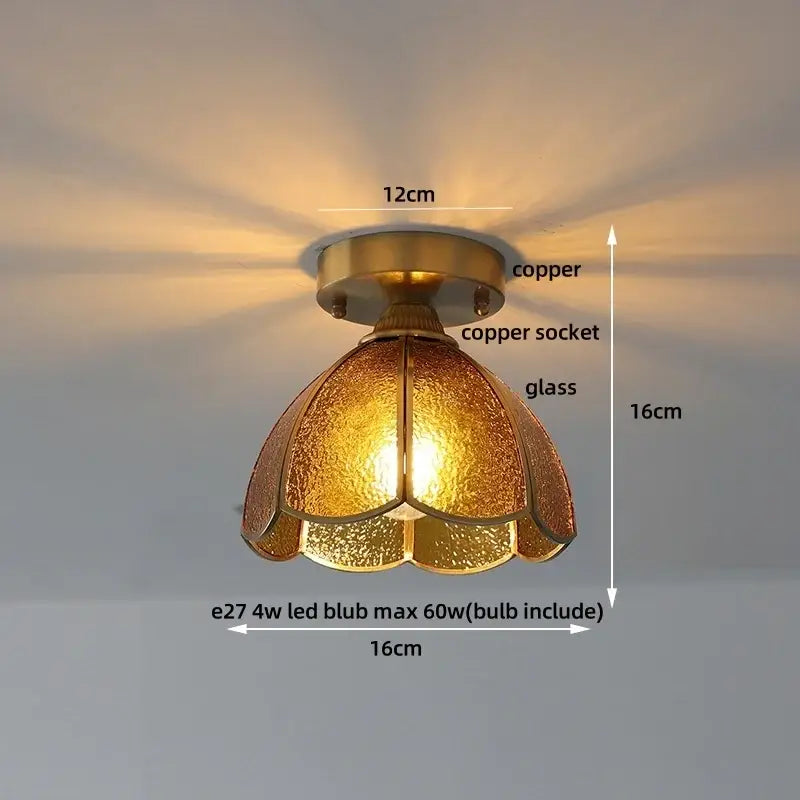 Modern wood and copper led ceiling light with copper finish and textured glass shade for bedroom decorbites cube wood copper