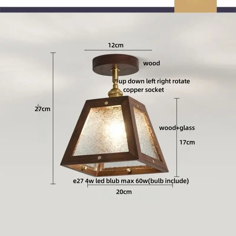Modern wood and copper led ceiling light with a rustic dark wood frame and adjustable copper socket for bedroom decorbites cube wood copper