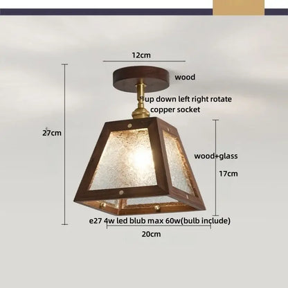 Modern wood and copper led ceiling light with a rustic dark wood frame and adjustable copper socket for bedroom decorbites cube wood copper