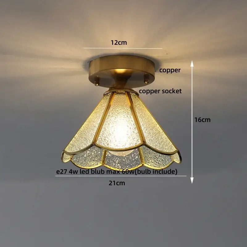 Modern wood and copper led ceiling light with vintage copper finish and amber textured glass shade for bedroom decorbites cube wood copper